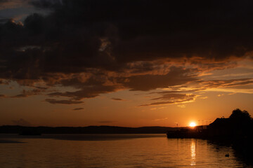 Fototapeta na wymiar Lake Constance panorama at sunset, Meersburg, Germany