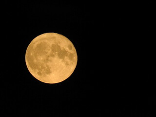 Buck Moon 2022 (Supermoon) on the Left Side - Full Moon View from Richmond - British Columbia - Canada