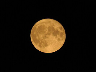 Centered Buck Moon 2022 (Supermoon) - Full Moon View from Richmond - British Columbia - Canada