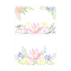 Set of elegant greeting or invitation card templates with delicate pastel flowers vector illustration