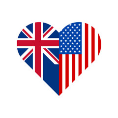 friendship concept. heart shape icon with british and american flag. vector illustration isolated on white background