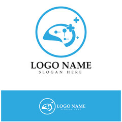 Neuron logo or nerve cell logo design,molecule logo ,brain logo illustration template icon with vector concept