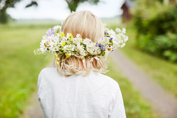 Rear view of girl in flower crown