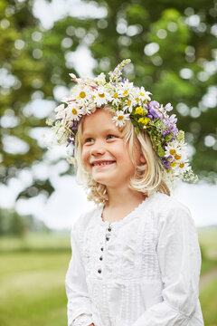 Smiling girl in flower crown