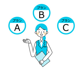 プランを説明するビジネスウーマン　イラスト素材