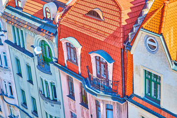 The scenic balconies of historic residential houses in old town of Brno, Czech Republic © efesenko