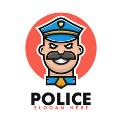 Vector Logo Illustration Police Mascot Cartoon Style.