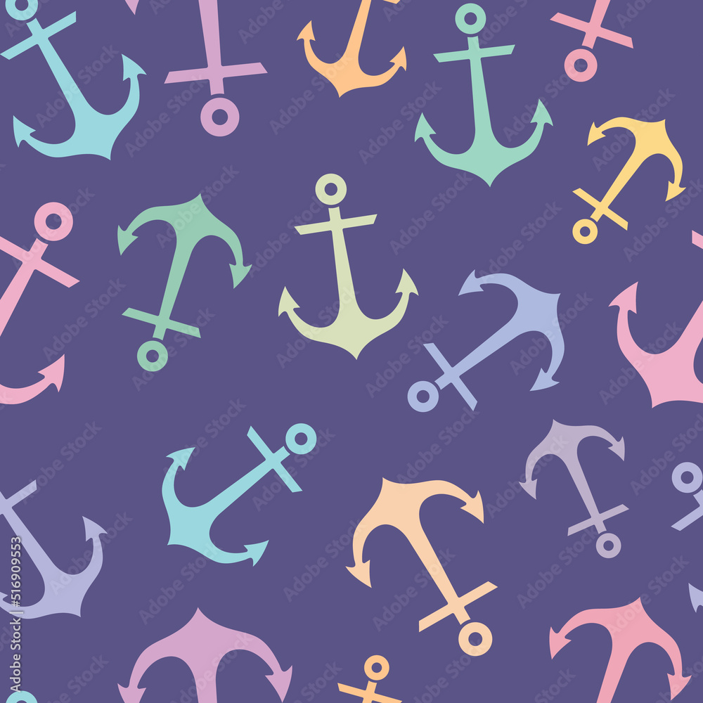 Poster Colorful anchor vector pattern, seamless background