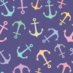 Colorful anchor vector pattern, seamless background