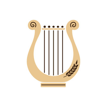 lyre, music instrument isolated on white