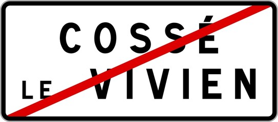 Panneau sortie ville agglomération Cossé-le-Vivien / Town exit sign Cossé-le-Vivien