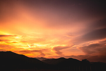 Mountain valley during sunrise natural summer landscape
