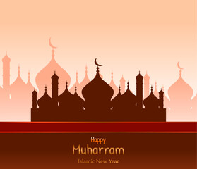 illustration of a mosque in the evening