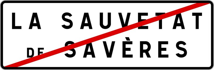 Panneau sortie ville agglomération La Sauvetat-de-Savères / Town exit sign La Sauvetat-de-Savères