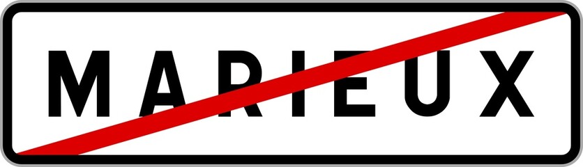 Panneau sortie ville agglomération Marieux / Town exit sign Marieux
