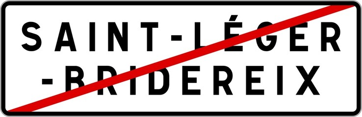 Panneau sortie ville agglomération Saint-Léger-Bridereix / Town exit sign Saint-Léger-Bridereix