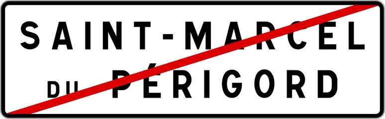 Panneau sortie ville agglomération Saint-Marcel-du-Périgord / Town exit sign Saint-Marcel-du-Périgord