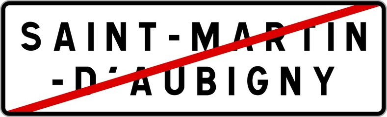 Panneau sortie ville agglomération Saint-Martin-d'Aubigny / Town exit sign Saint-Martin-d'Aubigny