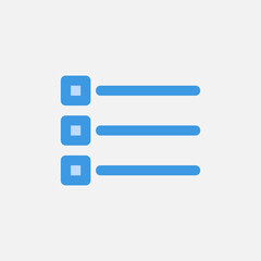 Square list icon in blue style about text editor, use for website mobile app presentation