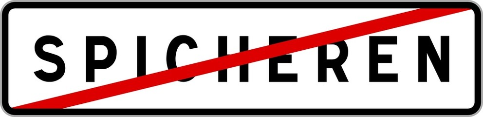 Panneau sortie ville agglomération Spicheren / Town exit sign Spicheren