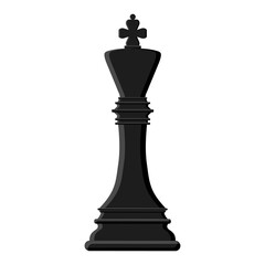 Cartoon black chess king isolated on white background. Chess icons. Vector illustration for design.