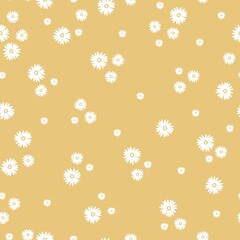 Simple vintage pattern. small 
white flowers. beige background. Fashionable print for textiles and wallpaper.