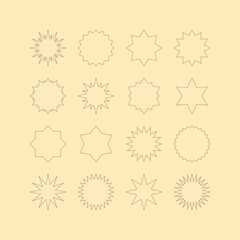 Set of abstract design elements, geometric shapes, stars. Decorative symbols. Vector illustration.	