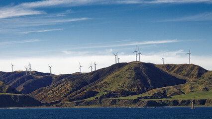 Meridian Energy Wind farm at Makara, Wellington, Aotearoa / New Zealand.