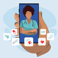 The doctor is on the phone Call a doctor Online doctor s consultation. Laboratory analyzes online View videos or video chat with the doctor 