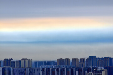 Fototapeta premium Dramatic panorama sky after sunrise