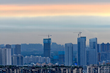 Fototapeta premium Dramatic panorama sky after sunrise