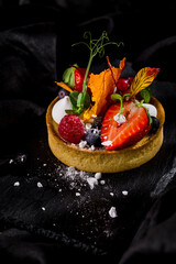 Fototapeta na wymiar Dessert tart with fruits