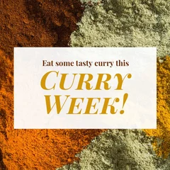 Poster Square image of national curry week text with a curry spice © vectorfusionart
