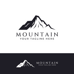 Mountain landscape view, minimalistic design. Logo for photographers, climbers and adventurers. Editing using vector illustration.