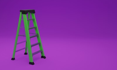 3d illustration, ladder, mauve background, copy space 3d rendering