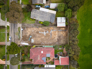 Aerial photo of vacant residential land under development in Australia - 516919982
