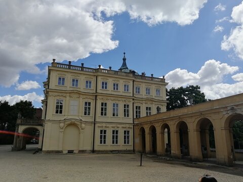 Ploskovice,Czech Republic-April 2 2026: State Castle Ploskovice historic baroque residence surrounded by landscaped gardens in Northern Bohemia