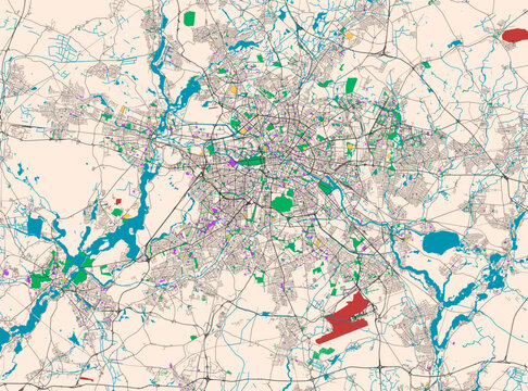Vector editable city map of Berlin, Germany