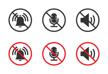 Sound off icons set. Mute button speaker. No sound icons. Vector illustration.