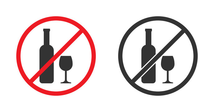 No drinking icon. No alcohol sing. Vector illustration.