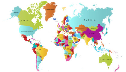 World map. Color vector modern. Silhouette map.	