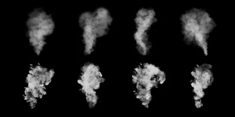 Abwaschbare Fototapete Rauch Rauchset isoliert auf schwarzem Hintergrund. Transparenter Raucheffekt.