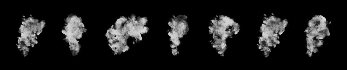 Smoke set isolated on black background. Transparent smoke effect.	
