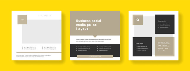 Big set of social media layouts with yellow elements, Real estate templates for instagram and facebook, corporate business graphics for digital marketing