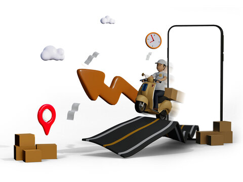 Deliveryman going to deliver parcel 3d illustration