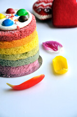 Delicious rainbow cake，Valentines day