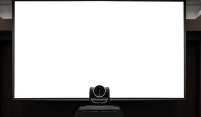 Camera video conferencing with projector white screen