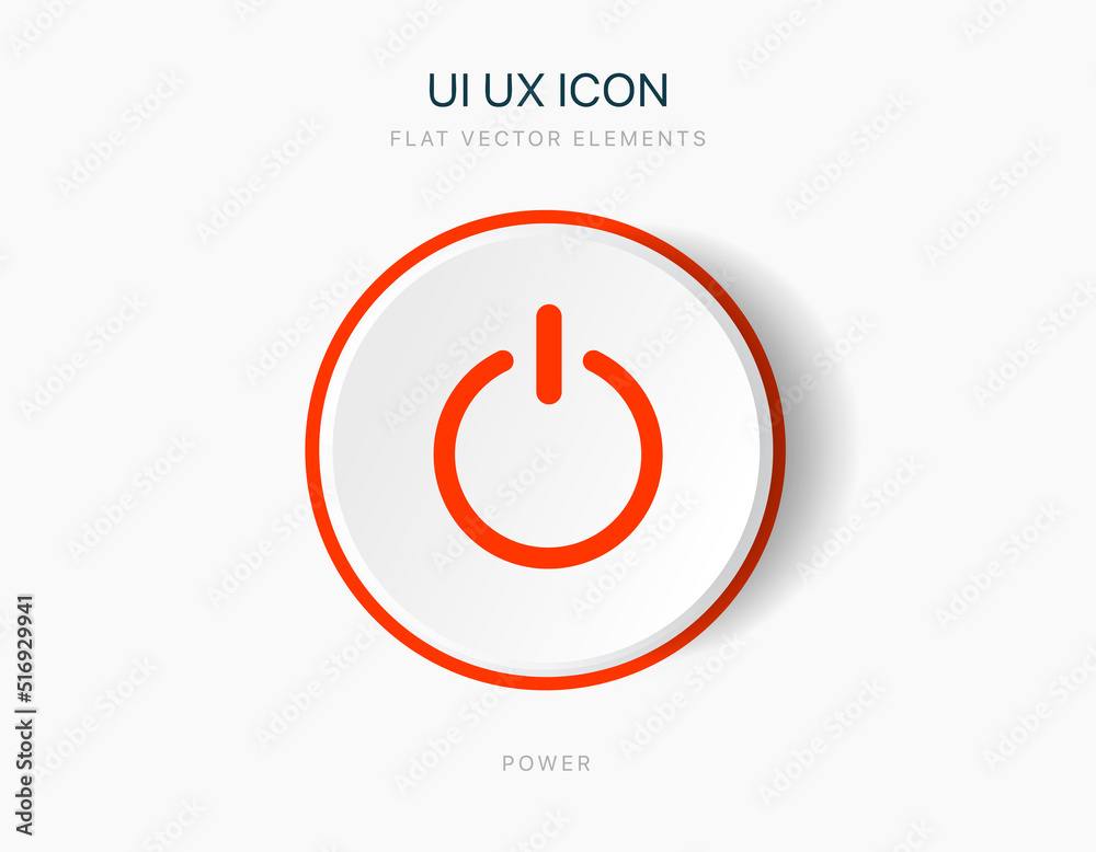 Poster flat style circle start icon and power button. shut down symbol. on off icon.