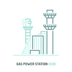 Gas power station icon. Editable vector illustration
