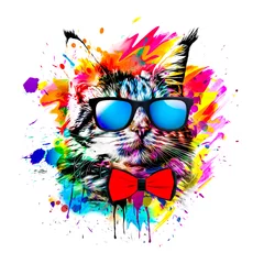 Outdoor kussens abstract colorful cat muzzle illustration, graphic design concept © reznik_val